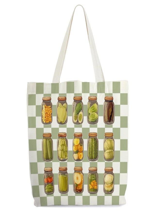 Levitatinyear Pickle Tote Bag for Women, Vintage Pickle Jar Farmers Market Tote, Tote Gift Bag for Pickle Lover, Pickled Food Enthusiasts Gifts, Pickles Shoulder Bag Gifts for Women Friends Sisters Colleagues -91 - Image 1